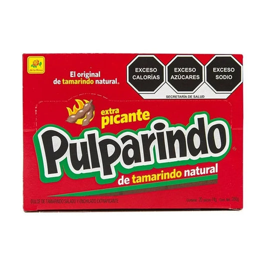 Dulce de tamarindo Pulparindo extra picante 20 pzas de 14 g c/u